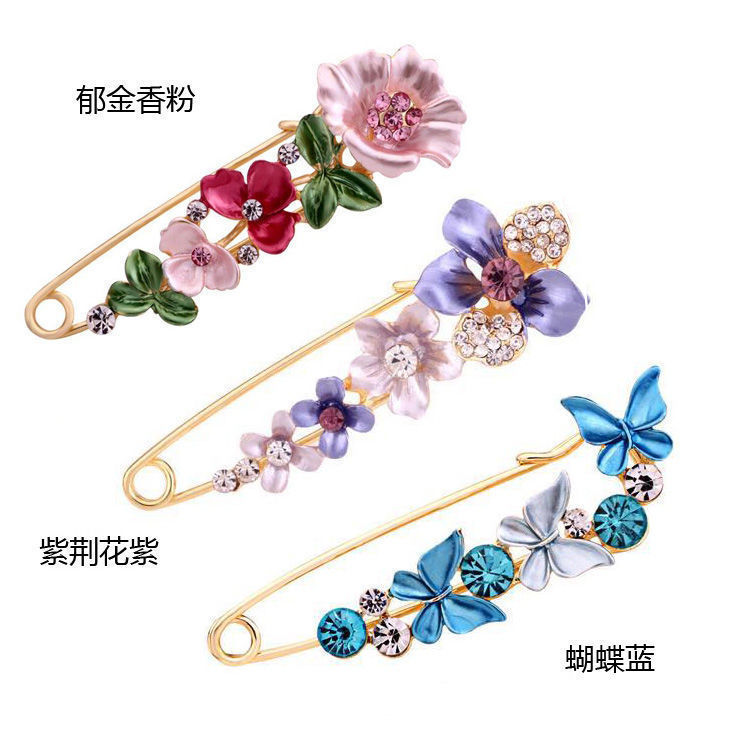Broche grande chal broche de flores tulipán femenino broche de pin grande pasador ajustado a la cintura hebilla de bufanda de seda anti-exposición