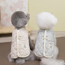 宠物服装小狗猫咪衣服源头工厂批发泰迪比熊小型犬25格子棉纱背心