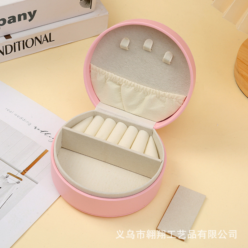 Halbrundes Schmuckkästchen Premium Mini Schmuckkassette tragbare Reise Ringe Ohrringe Prinzessin Schmucktasche