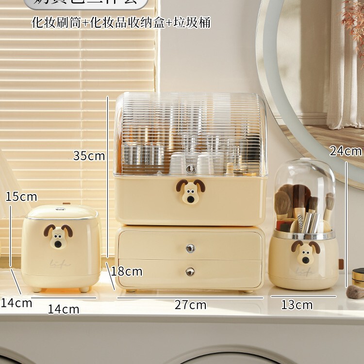 化粧ブラシ収納化粧品収納ケースペンホルダー防塵回転バケツ口紅眉ペン蓋付きデスクトップ化粧台|undefined