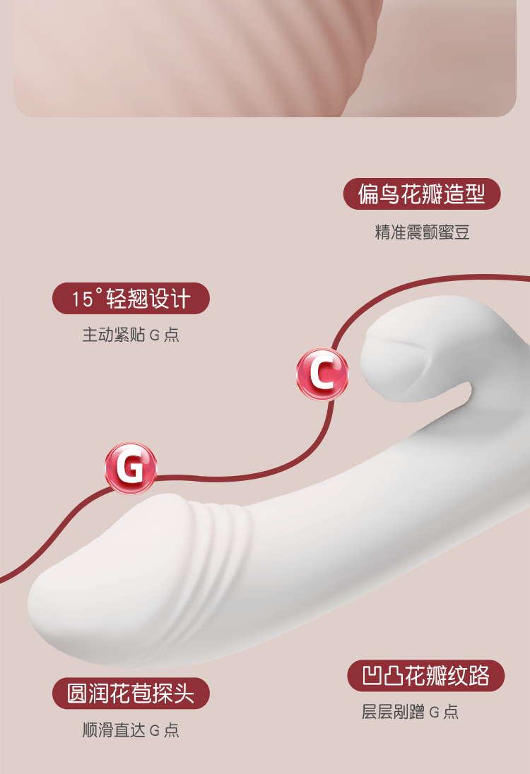 Jiuai Insertable Vibrator for Women, One-Button Control, Rechargeable, White — detail image 6
