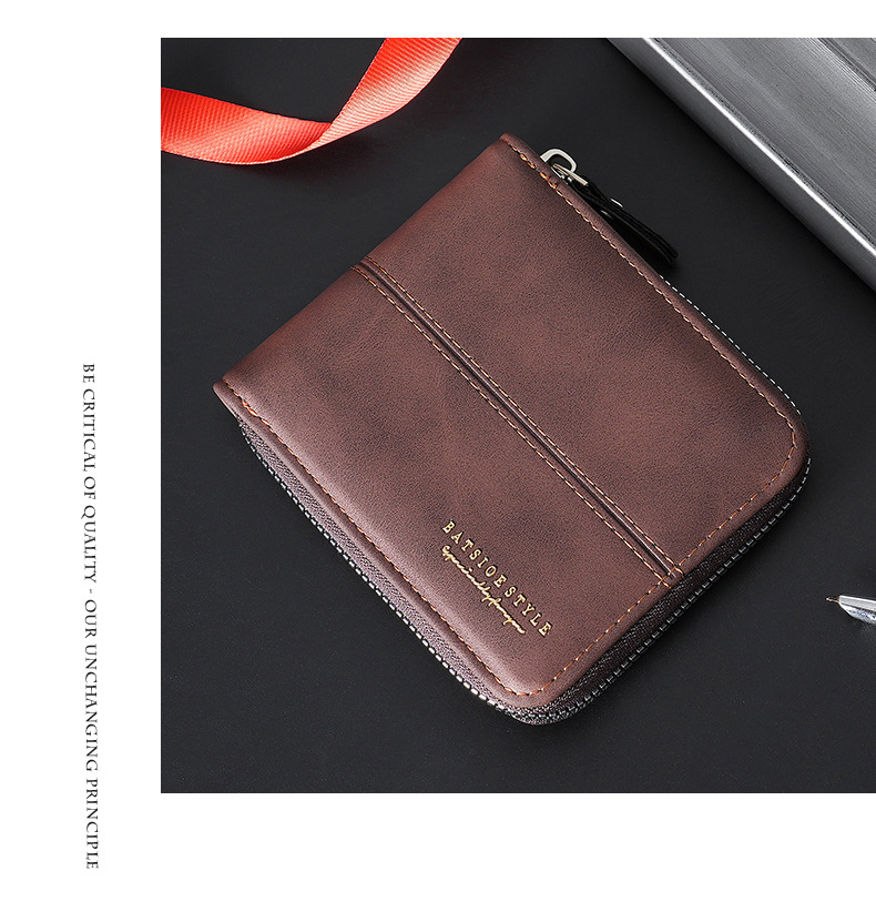 Men's Solid Color Pu Leather Zipper Small Wallets display picture 2