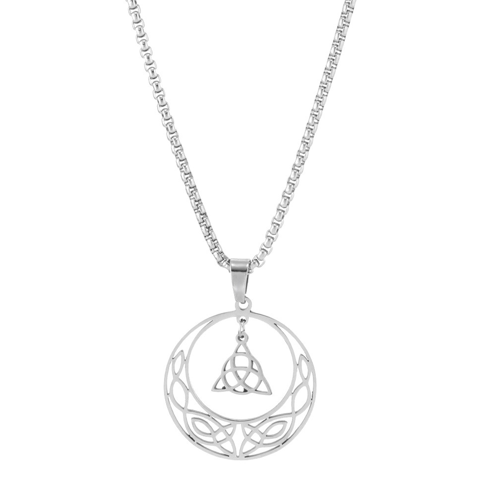 Joyería de acero inoxidable transfronterizo creativo hueco estrella de cinco puntas móvil redondo marca simple collar de acero de titanio fuente fabricante