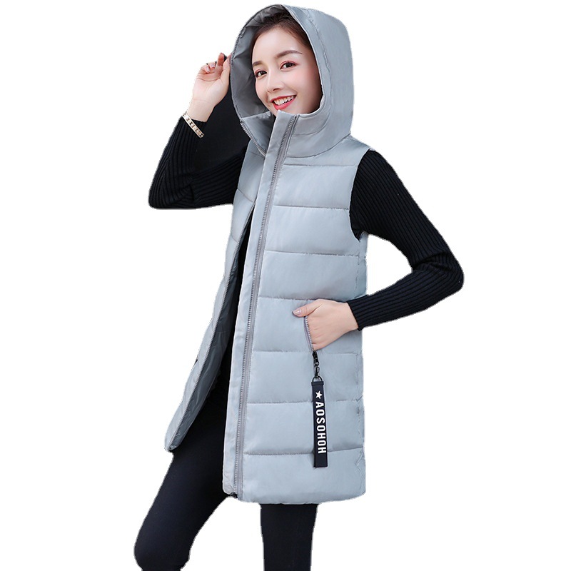 Down Cotton Hooded Mid-length Cotton-padded Jacket 2021 Winter Clothes Women's Vest Women's Jacket Large Size Bread Warm Cotton-padded Clothes