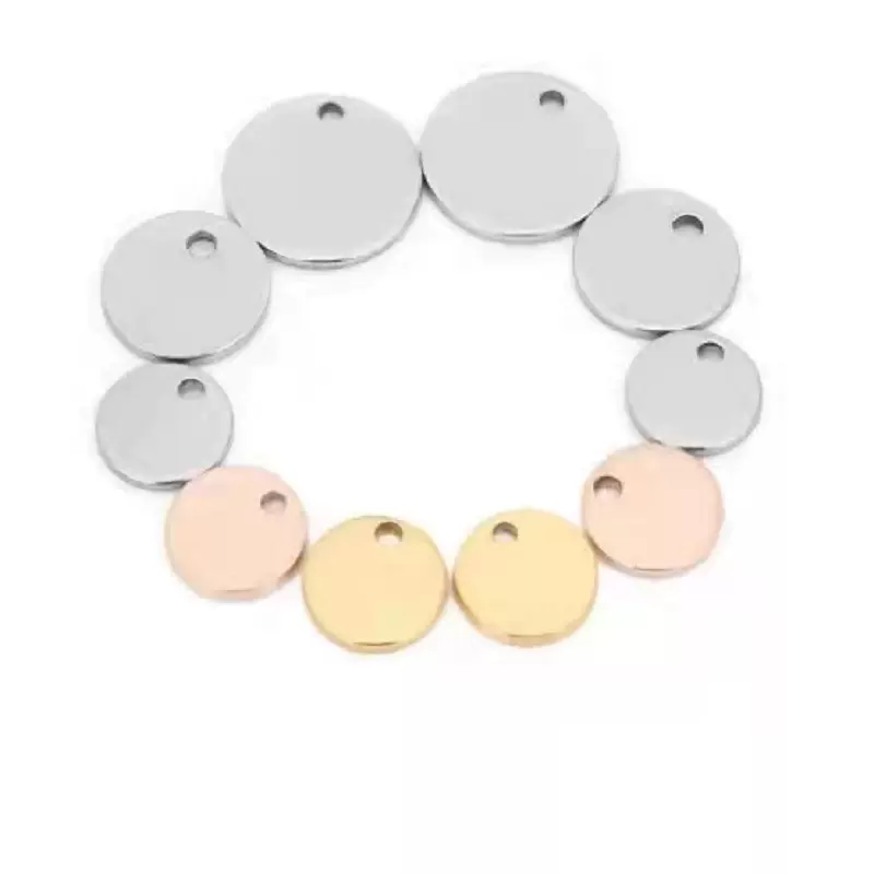 不锈钢圆牌吊牌项链手链尾牌镭射刻字圆片DIY饰品配件吊坠