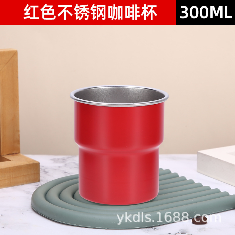 Taza de escalón de una sola capa para exteriores Taza de café de acero inoxidable 304 ins Vaso de cerveza de camping de borde rizado conveniente de alto valor