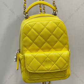 24c荔枝牛皮黑金双肩小书包菱格链条手提包小香风真皮双肩包小背