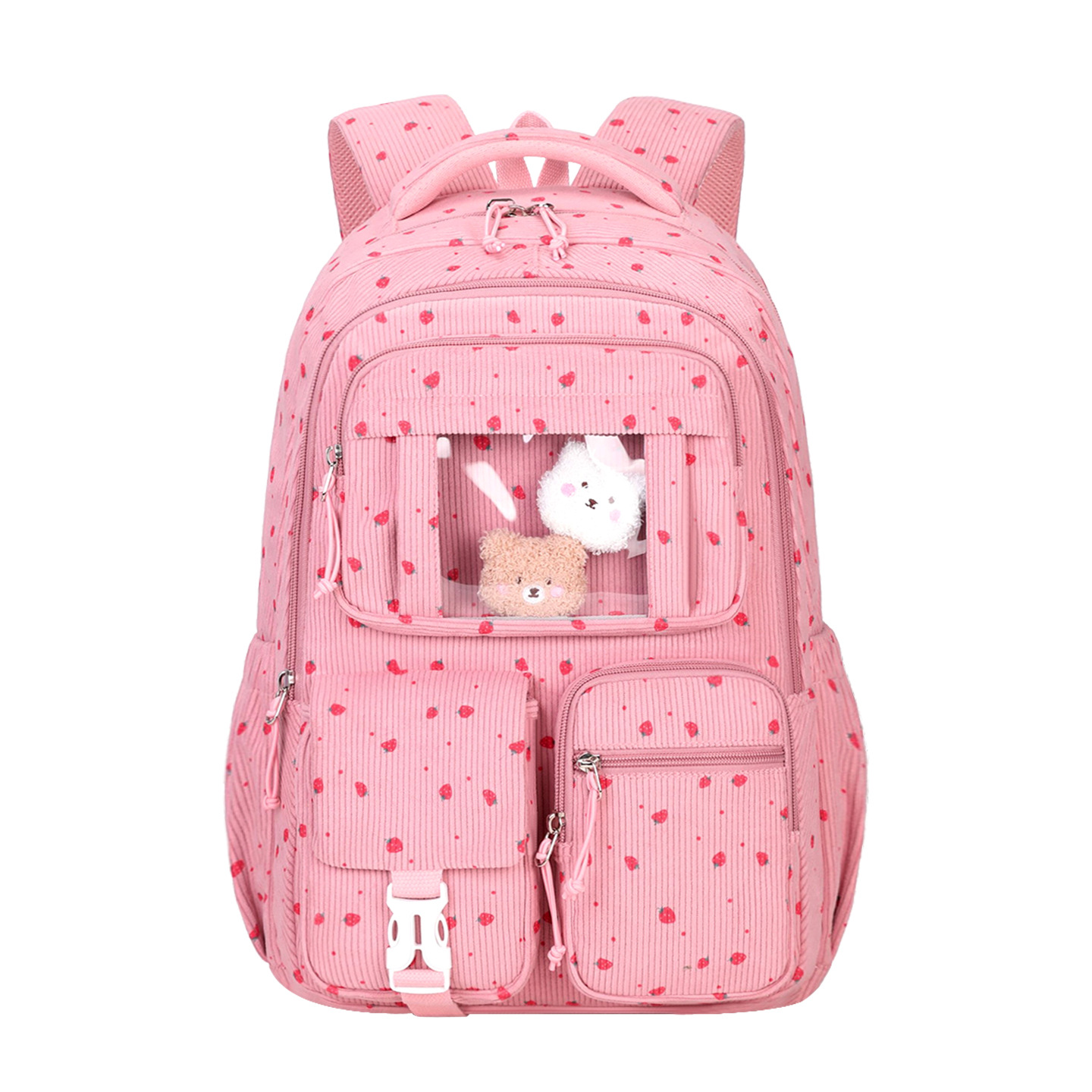 Mochila escolar de alto valor escolar de niñas hermosa fresas de gran capacidad mochila ligera para estudiantes de secundaria viajar mochila de moda