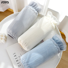 蕾丝花边绒布袖套女士冬季工作套袖羽绒服护袖办公室防脏手袖子RY