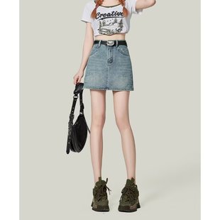 Ins Plus Size Fat mm Retro A-Line Skirt Women's Summer High-Waist Slimming Look Petite Sexy Short Skirt Hip-Covering Skirt