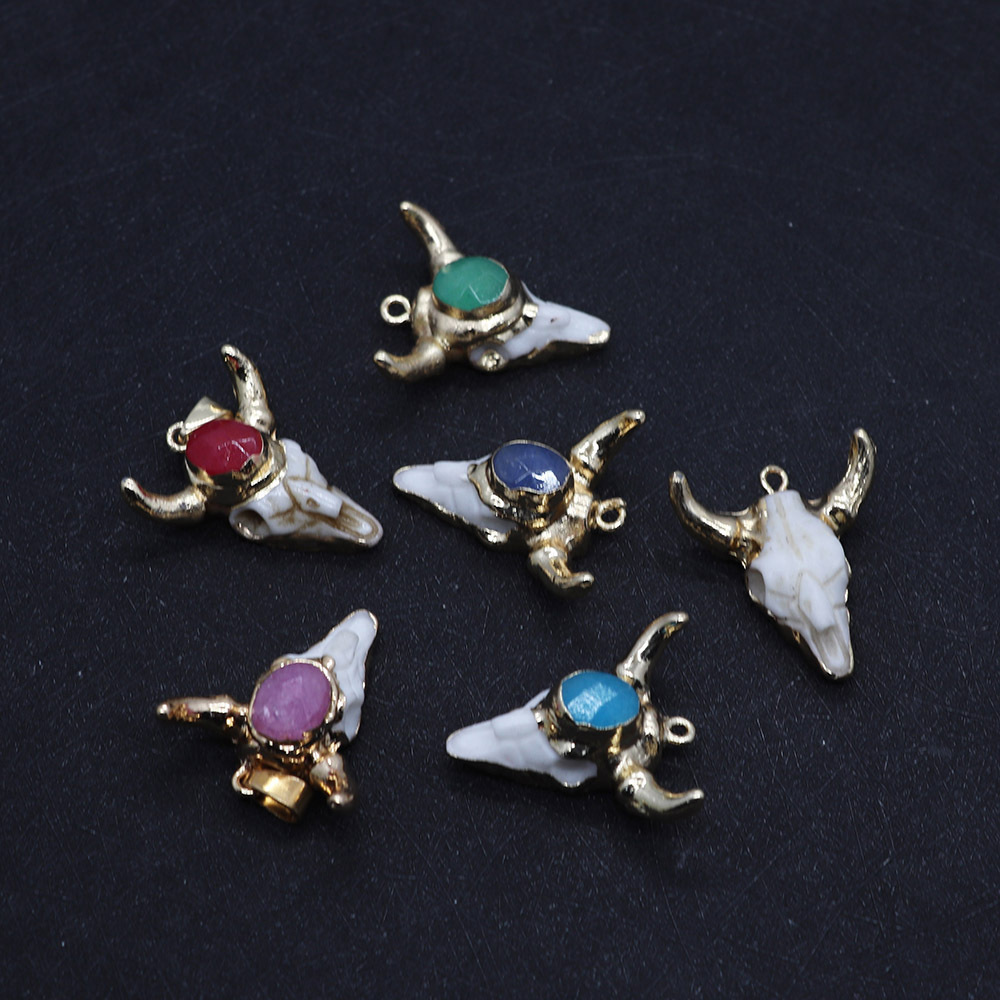 Resin Material Tree, Cattle, Bull Head Pattern 1 Piece Resin Natural Stone Tree Cattle Bull Head Pendant Pendants Jewelry Accessories