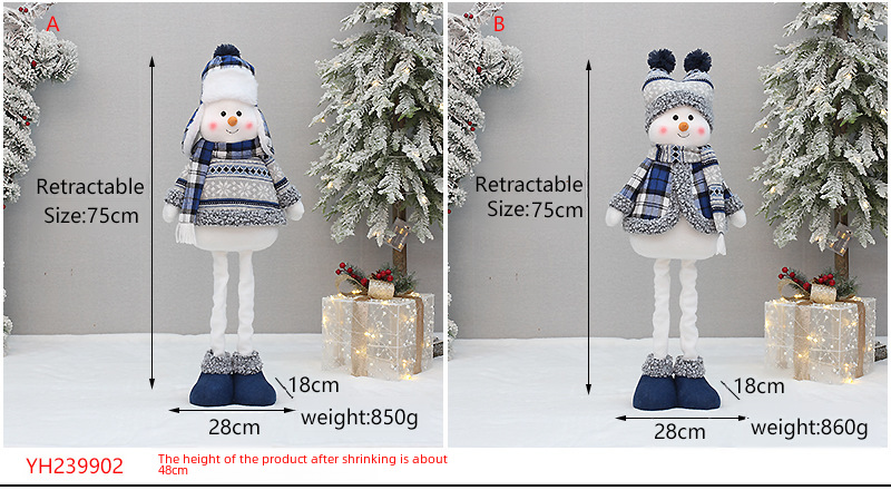 Ornements de poupée de bonhomme de neige rétractables en tissu bleu de Noël en gros en usine_voghion.com