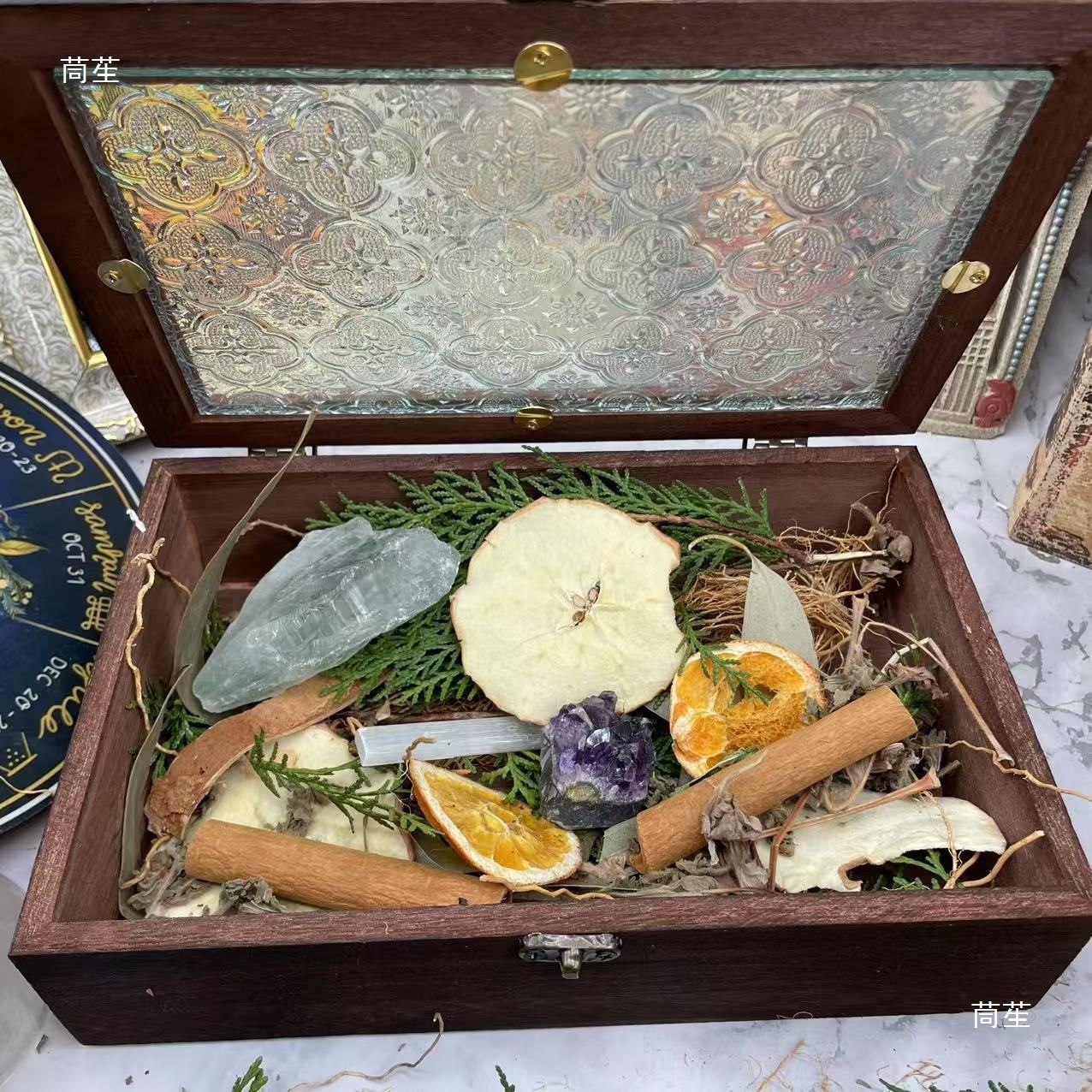 Crystal Herbal Crystal Demagnetization and Nourishment Storage Box, Purification and Energy Charging Box, Tarot Card Storage Box