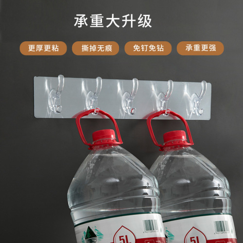 Bold crystal hooks with invisible adhesive, no drilling required, strong door-back and kitchen row hooks