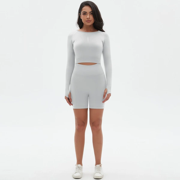 6666 Long Sleeve Shorts Suit-Moonlight White