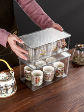 茶具收纳盒透明带盖防尘功夫茶杯茶叶碗茶壶可叠加大容量置物架