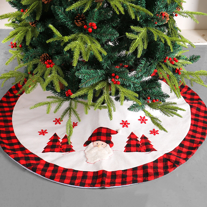 Falda para Árbol de Navidad, Superventas Transfronterizos, Nueva Falda Clásica a Cuadros Rojos y Negros, Decoración para Árbol de Navidad, Alfombra Protectora para el Suelo, Venta al por Mayor