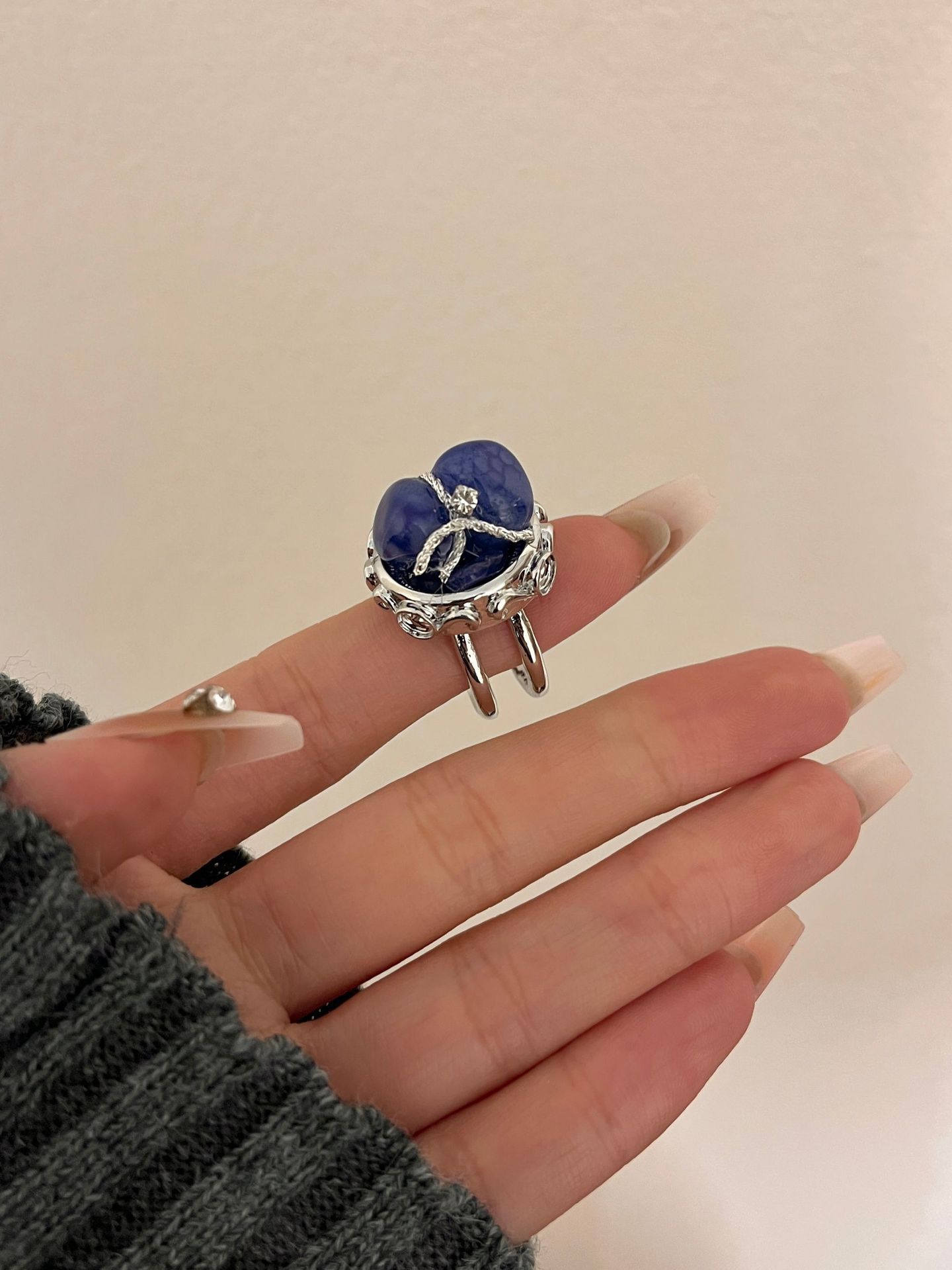 Natural Stone Ring For Women Stylish Beaded Ring For Her_voghion.com