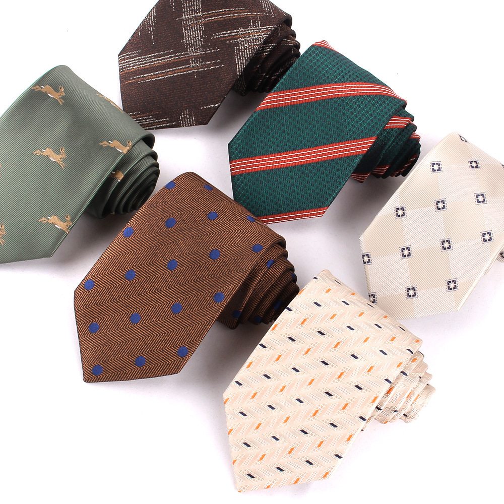 남자 재고 한국 스타일 비즈니스 캐주얼 패션 원사 염색 동물 꽃 줄무늬 캐슈 8cm 세트 넥타이
