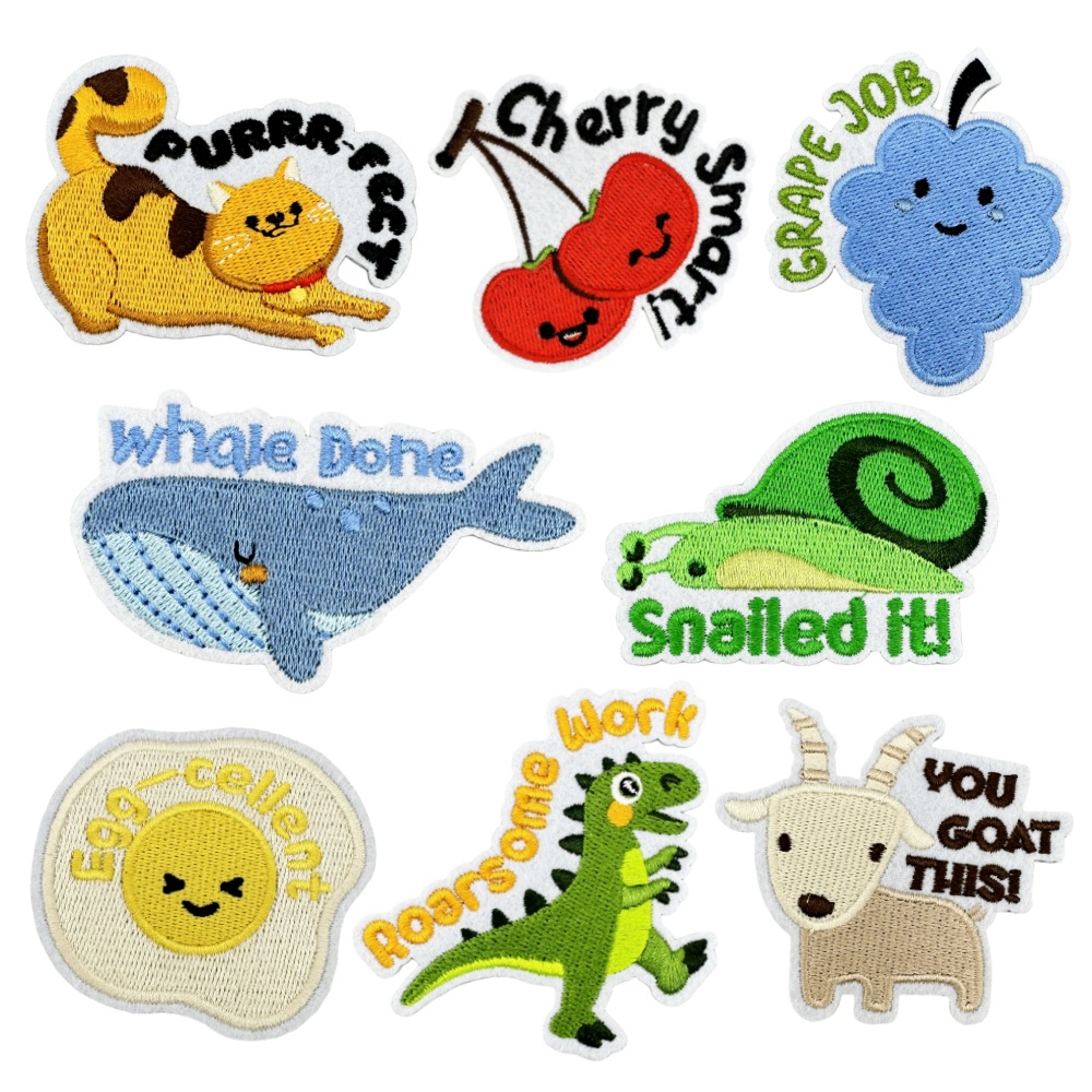 可爱卡通动物刺绣英文布贴电脑绣花熨烫贴片服装辅料配饰补丁现货