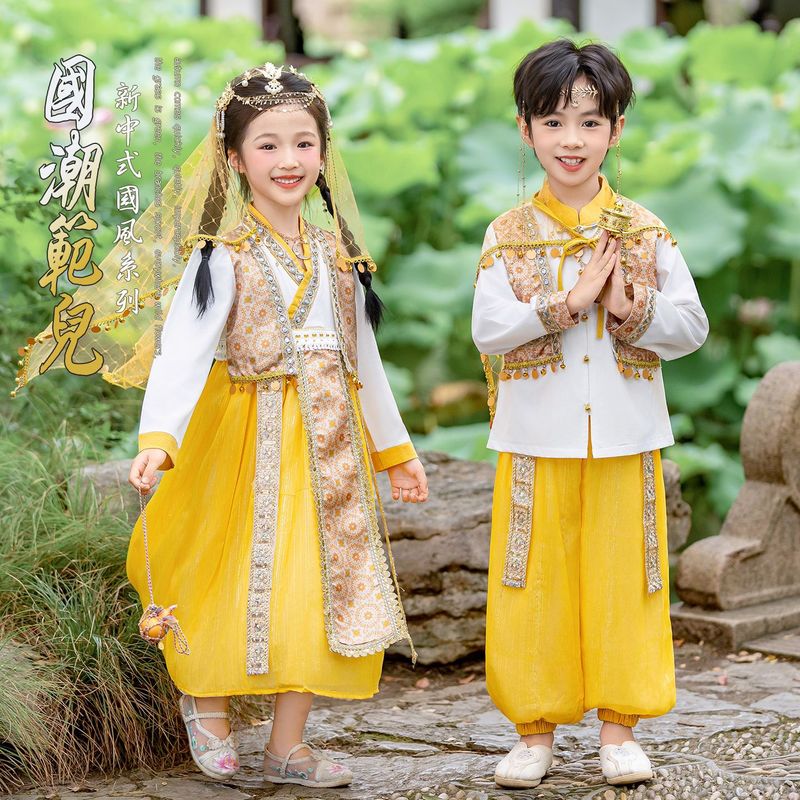 Xishuangbanna Dai Ethnic Minority Children's Performance Outfit Hanfu Costume for Boys and Girls,葫芦丝 Performance Attire, Tang Suit Xishuangbanna Dai Ethnic Minority Children's Performance Outfit Hanfu Costume for Boys and Girls,葫芦丝 Performance Attire, Tang Suit