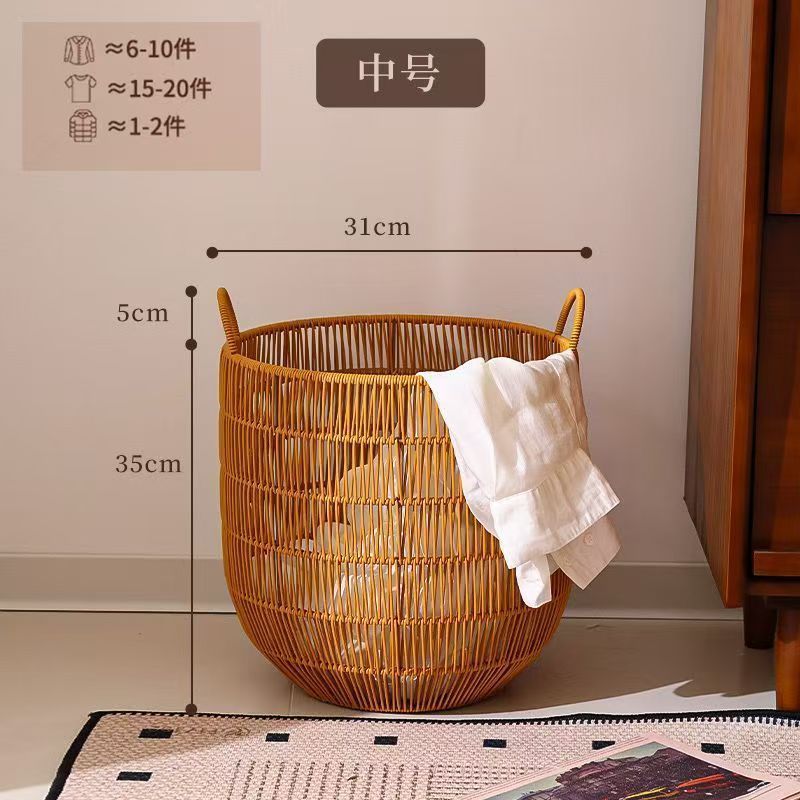 仿藤脏衣篓藤编脏衣服收纳筐脏家用衣篮酒店毛巾收纳筐防水脏衣篮|undefined