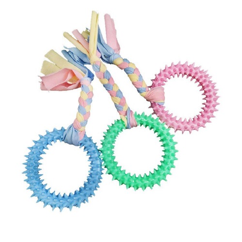 Cross-border new pet toys tooth cleaning colorful cotton thorn ring TPR bite resistant puppy teeth grinding dog training toy