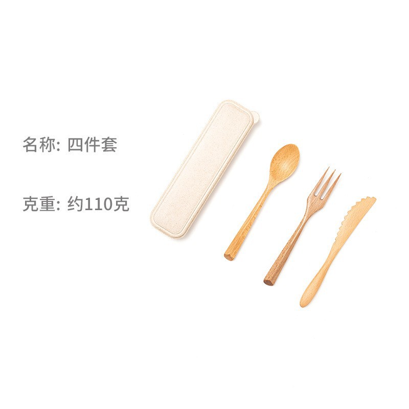木製箸フォークスプーンセット箸スプーンフォーク屋外スプーン旅行携帯食器木調羹木叉布袋|undefined