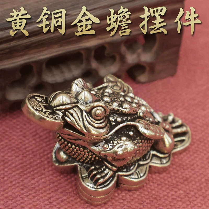 Латунные золотые украшения в виде жабы, китайские антикварные старые трехногие золотые жабы, китайский стиль, украшение для домашнего офиса, рабочей станции, поделки