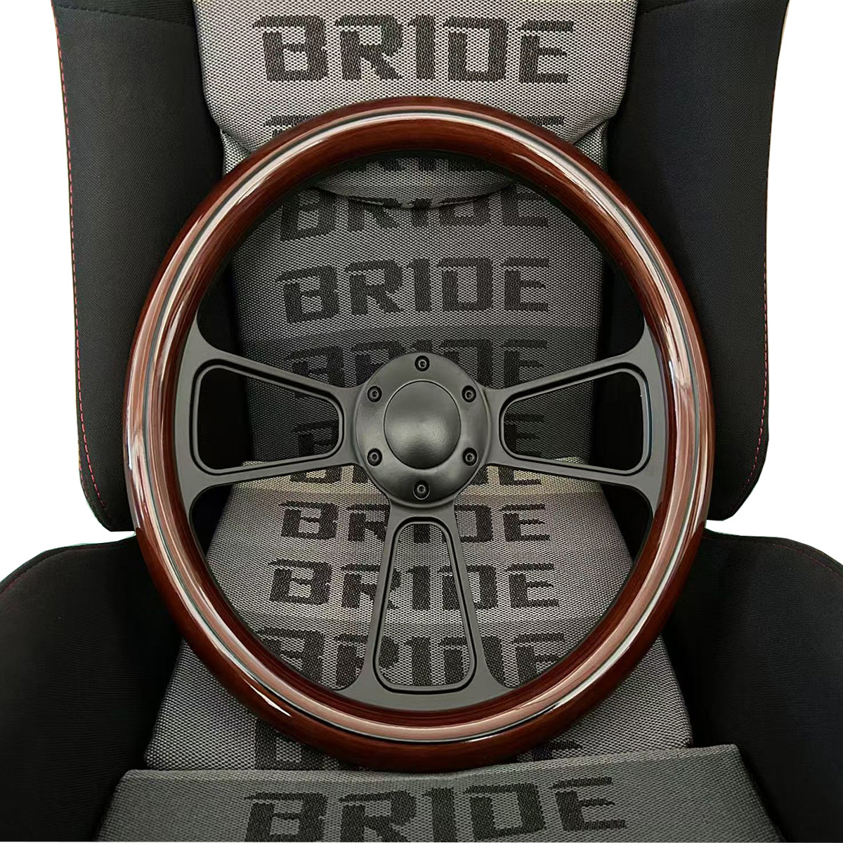 Retro Solid Wood Rivet Steering Wheel 14 inch for Santana Jetta