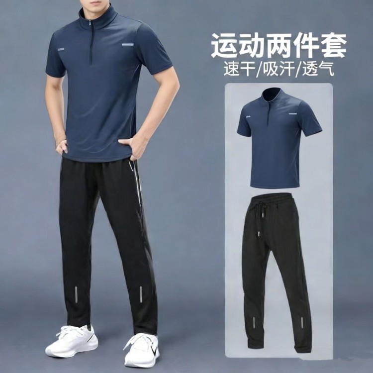 Men's spring quick dry sports suit for training, body-friendly trousers for gym, equipment, trend of season, for running 2