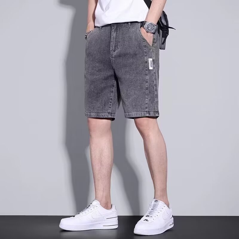 2025 Denim Shorts Men's Summer Thin Loose Trendy Men's Trendy Brand Stretch Casual Light Color Half Pants
