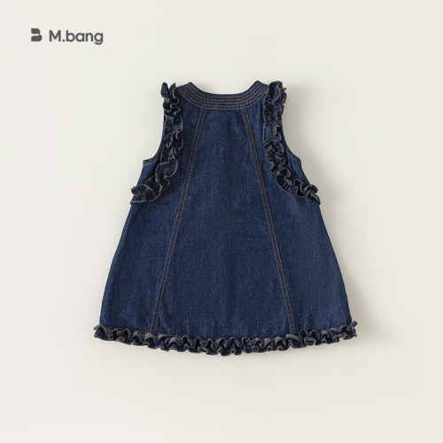 INSbobo children's clothing summer girls' dress stylish Korean style sleeveless denim skirt lace skirt XQ23217