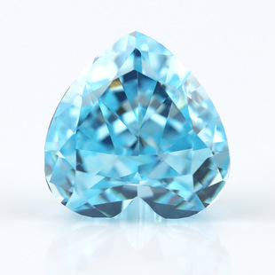 Heart-Shaped Ring Surface Shallow Sea Blue Ice Flower Cut Bare Stone Jewelry Heart-Shaped Sky Blue Gem Ring Main Stone Accessories
