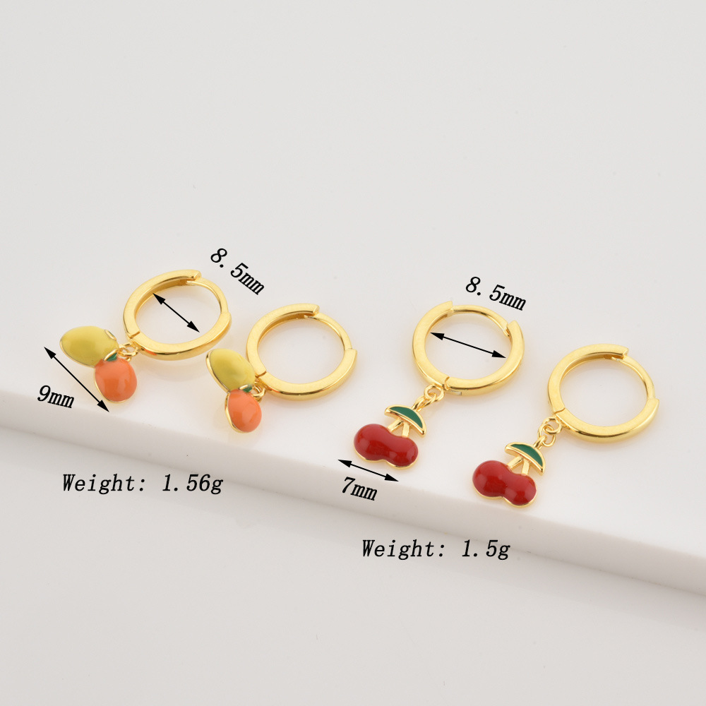 1g Weight 0.05µm-0.08µm Gold Plating Thickness 1 Pair 925 Sterling Silver Cherry Mango Drop Earrings