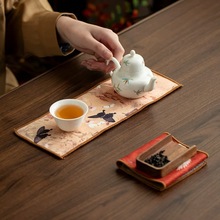 双面茶巾高档吸水茶具毛巾茶几茶桌垫茶抹布中式国风配件定制LOGO