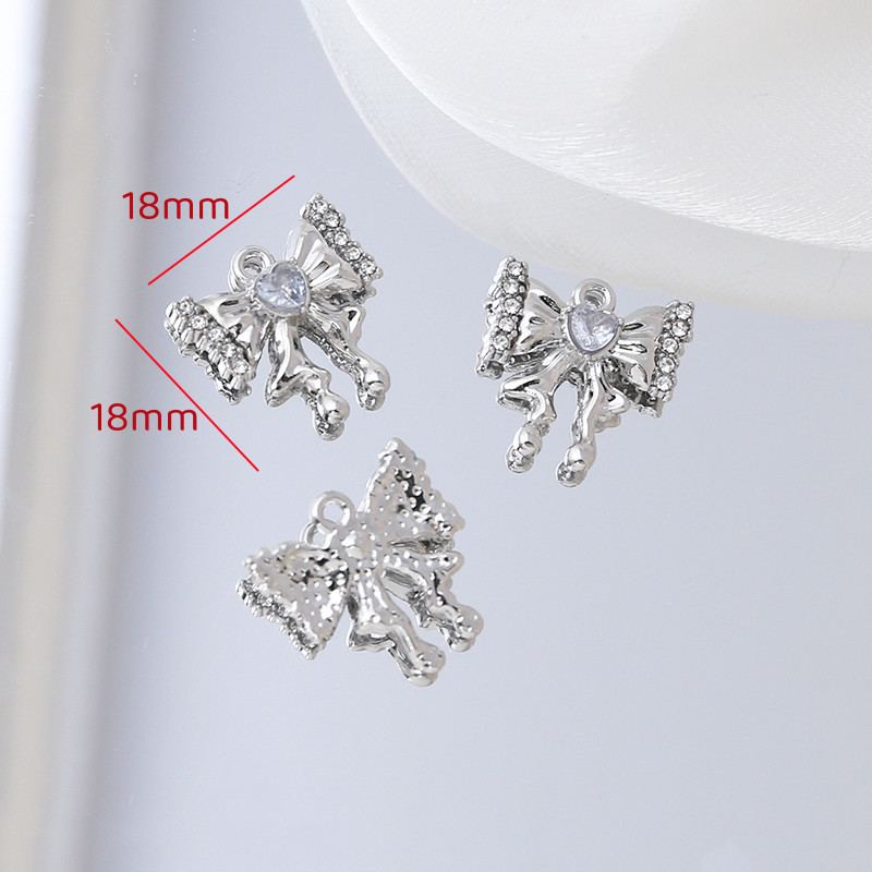 5g Weight Pendant Jewelry Making Type DIY Jewelry Accessories Classification 1 Piece Quantity Alloy Material Heart Shape, Bow Knot Pattern Plating Design Retro, Simple Style Style 1 Piece Alloy Heart Shape Bow Knot Pendant 6