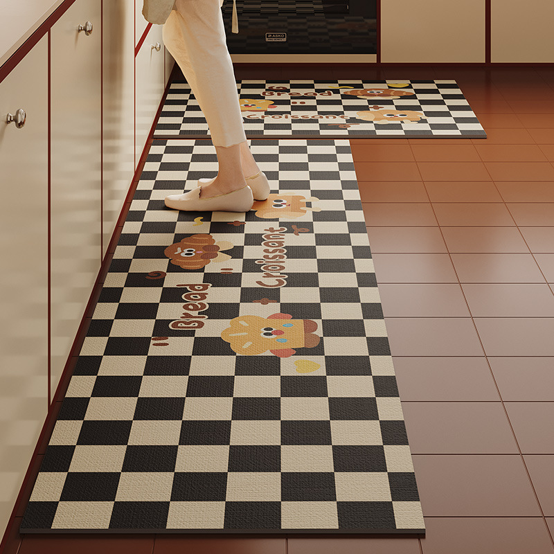 Nueva alfombra de cocina de dibujos animados de alta calidad, barro de diatomeas, tira larga, antideslizante, alfombra cuadrada simple, suministro directo de fábrica