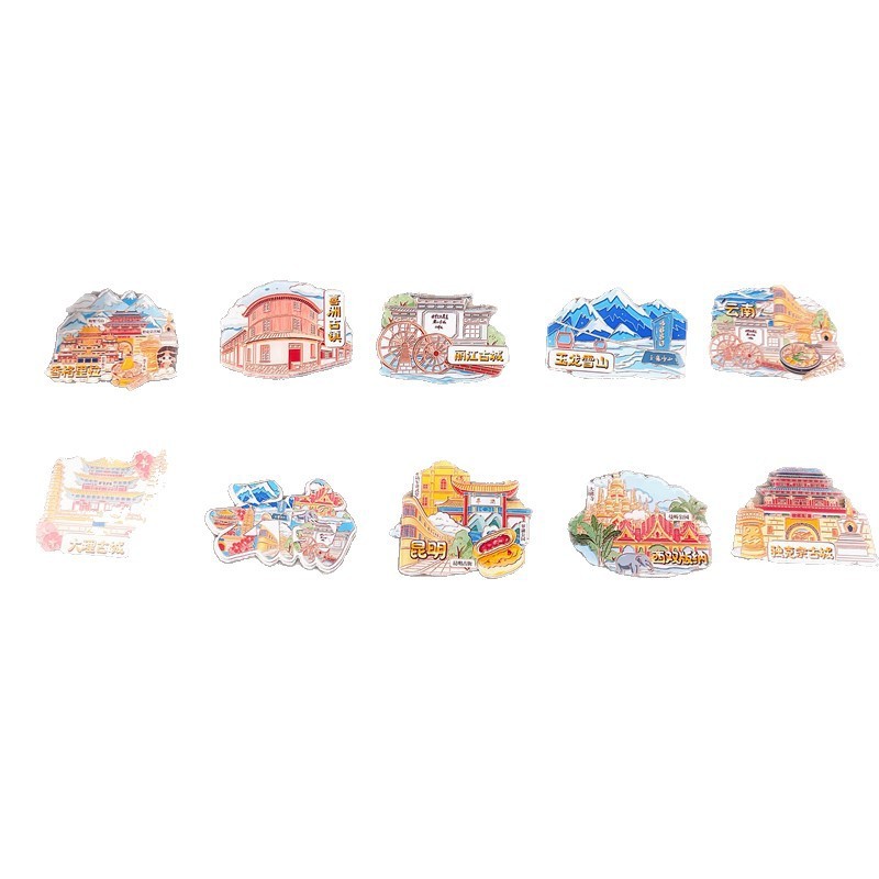 雲南観光玉龍雪山マグネット磁石大理古城昆明装飾冷蔵庫マグネット子供のためのお土産として|undefined
