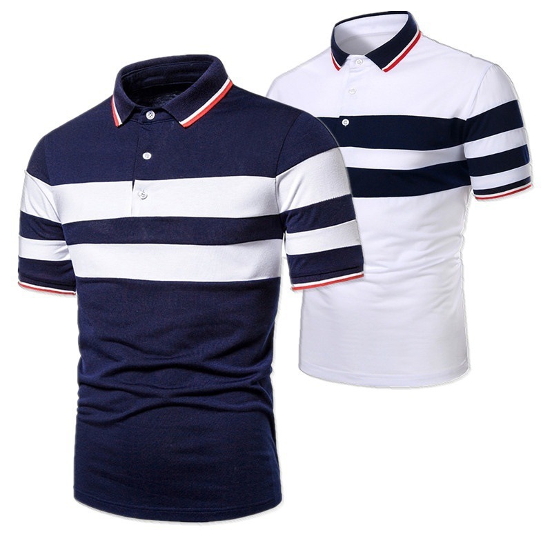 in stock New 2023 Summer Casual Fashion Men's Polo Shirt Color Block Short Sleeve Youth Popular Loose Men's T-Shirt
