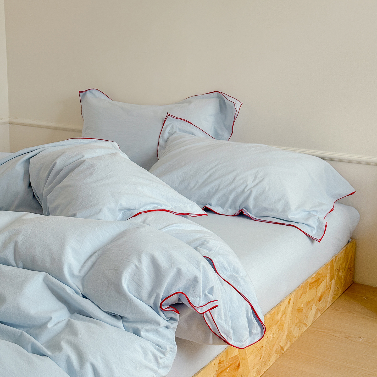 Nordic Style Washed Cotton Bed Sheet Set Four Piece Bedding_voghion.com