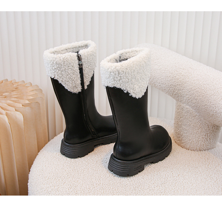 Mädchen schuhe, kinder stiefel, 2024 neue herbst stile, winter lange hohe stiefel mit plüsch und stilvolle_voghion.com