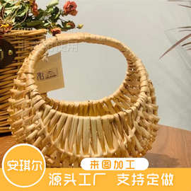 柳编编织手提篮藤编水果收纳筐竹编竹篮菜篮子框子家居野餐必备