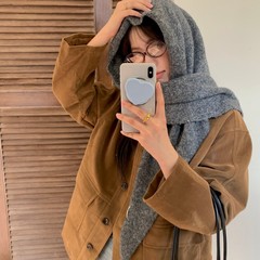 韩代同款针织加大三角巾 冬季时尚百搭多功能装饰保暖毛线披肩女