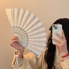 新しい中国式のレースの扇子の女子学生の夏の時代のチャイナドレスは携帯して折りたたみます。