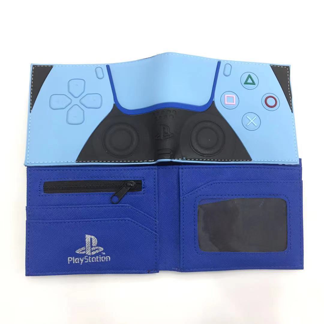 Cartera PSP, botón de control de patrón de mango de juegos, cartera corta de dos plegas, cartera PU juvenil