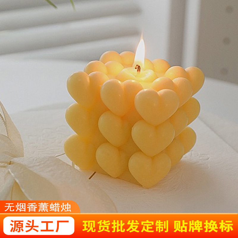 INS amor cubo aromaterapia vela al por mayor decoración del hogar creativo accesorios de tiro decoración fragancia regalo de la mano