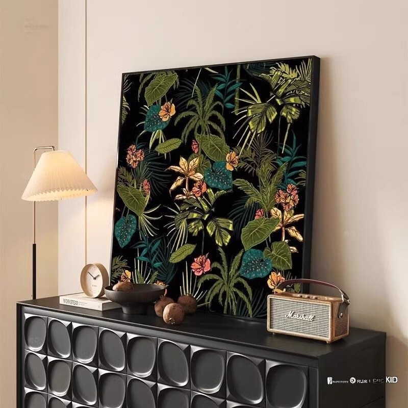 Medieval-Style Retro Living Room Decorative Painting, High-End Floral Dining Room Hanging Painting, Bedroom Bedside Wall Tabletop Painting