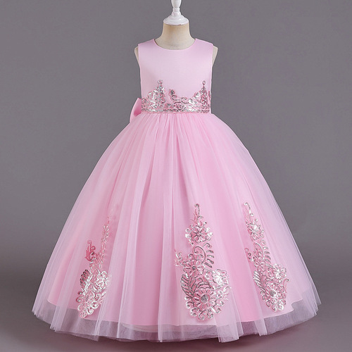 New children's dress, European and American flower child ballgown dress for girls, runway party piano performance suit, cross-border