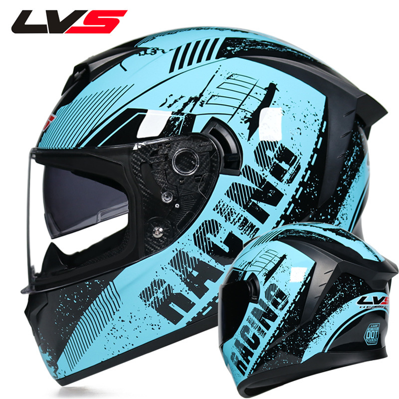LVS casco de la motocicleta estándar nacional de los hombres y las mujeres del casco completo de doble lente de invierno motocicleta eléctrica Bluetooth cabeza Gris Cuatro Estaciones